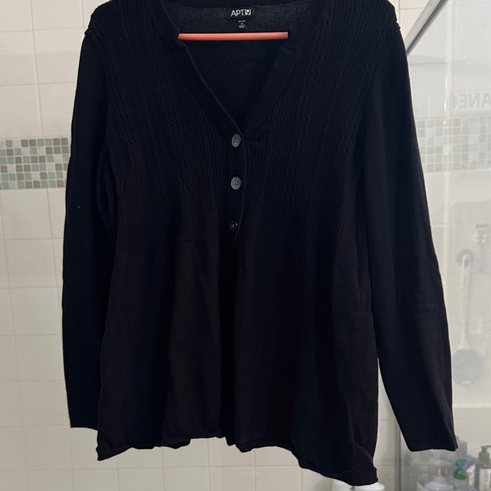 Apt. 9 Women's  Black Button-Down Sweater.